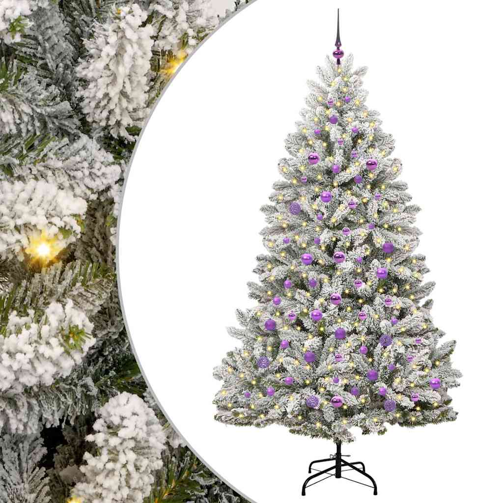 Künstlicher Weihnachtsbaum Grün und Weiß 210 cm PVC und Metall
