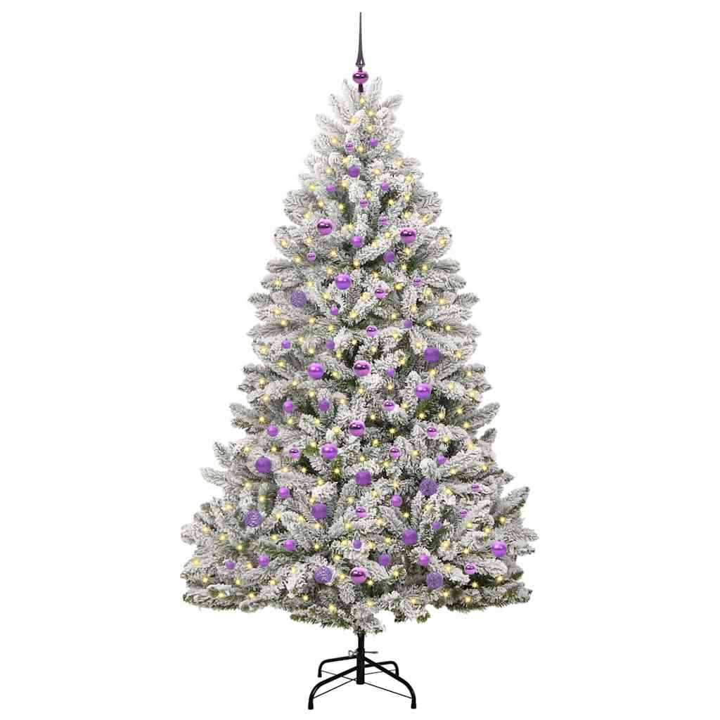 Künstlicher Weihnachtsbaum Grün und Weiß 210 cm PVC und Metall