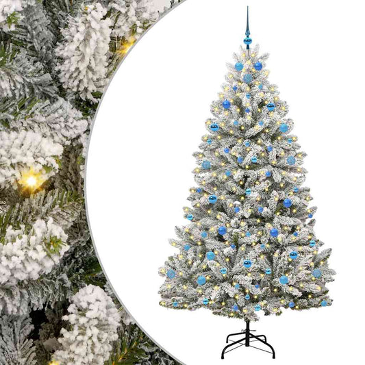 Künstlicher Weihnachtsbaum Grün und Weiß 210 cm PVC und Metall