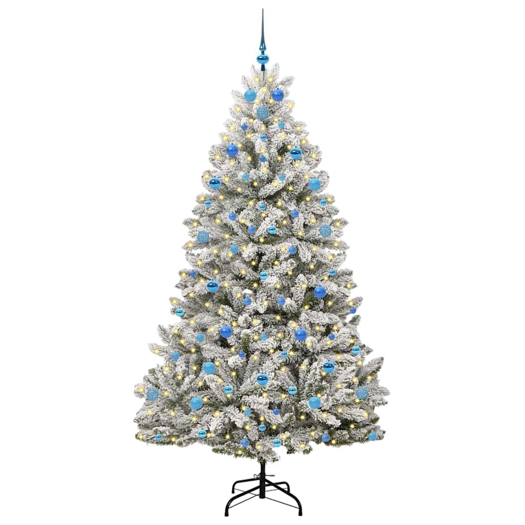 Künstlicher Weihnachtsbaum Grün und Weiß 210 cm PVC und Metall