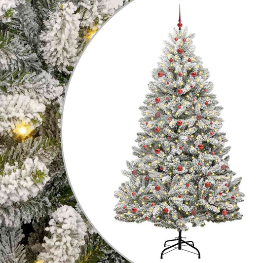 Künstlicher Weihnachtsbaum Grün und Weiß 240 cm PVC und Metall