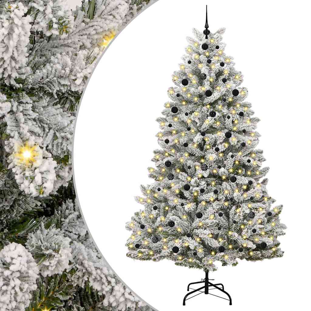 Künstlicher Weihnachtsbaum Grün und Weiß 240 cm PVC und Metall