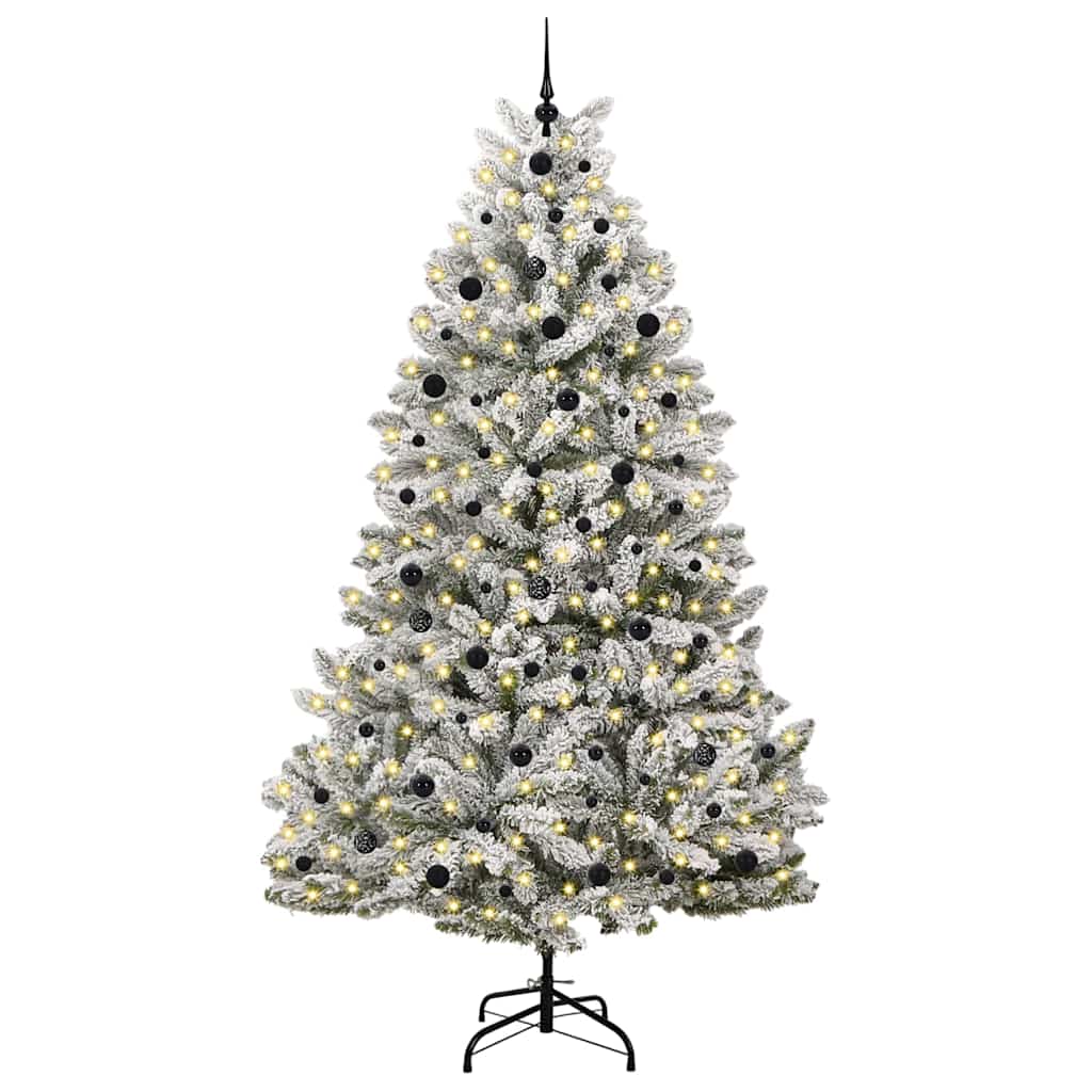 Künstlicher Weihnachtsbaum Grün und Weiß 240 cm PVC und Metall