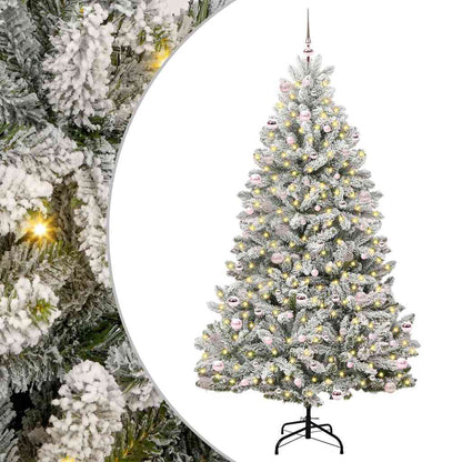 Künstlicher Weihnachtsbaum Grün und Weiß 240 cm PVC und Metall