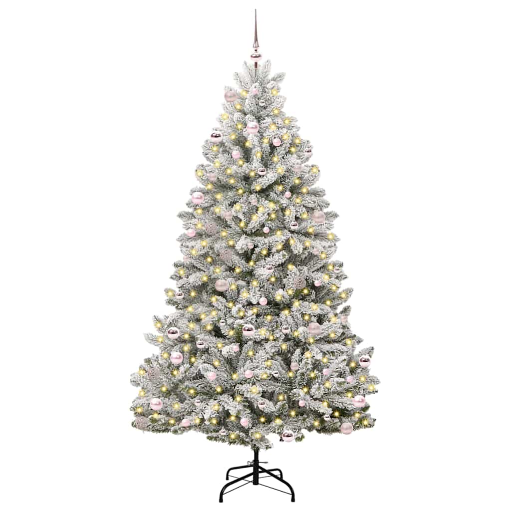 Künstlicher Weihnachtsbaum Grün und Weiß 240 cm PVC und Metall