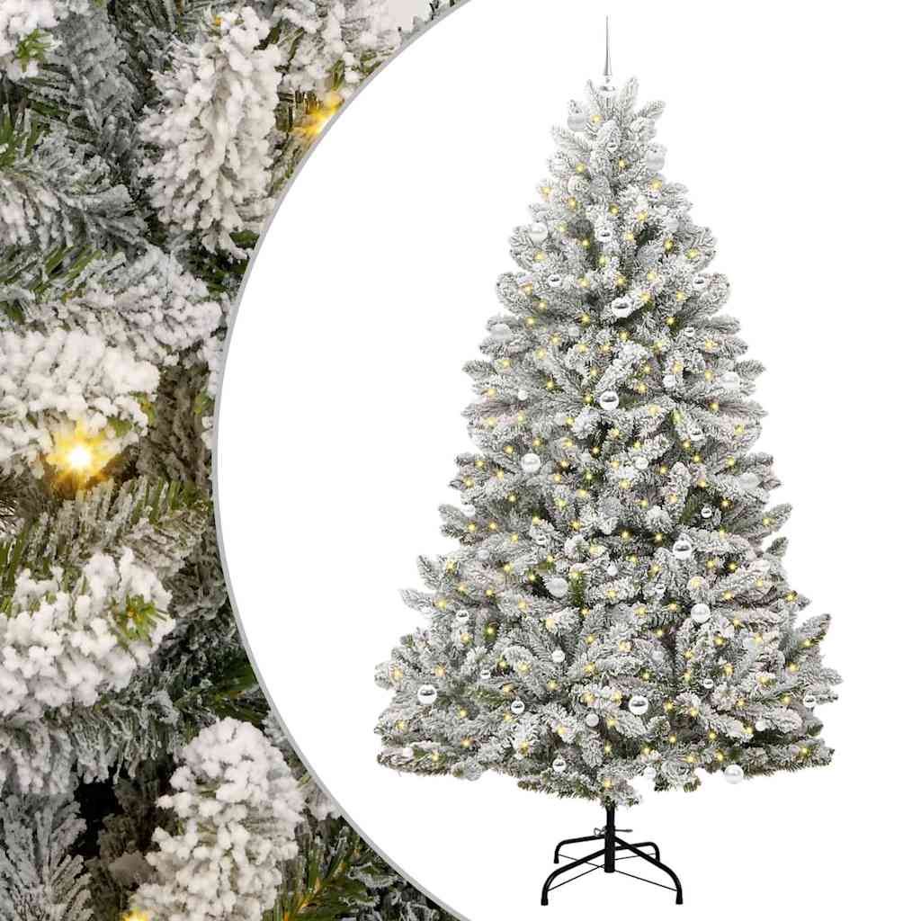 Künstlicher Weihnachtsbaum Grün und Weiß 240 cm PVC und Metall