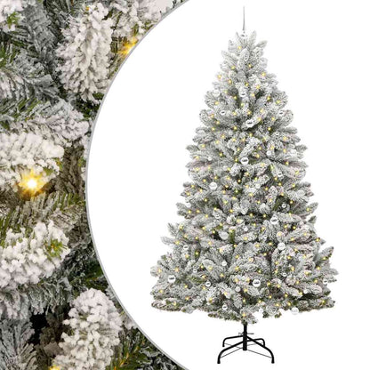 Künstlicher Weihnachtsbaum Grün und Weiß 240 cm PVC und Metall