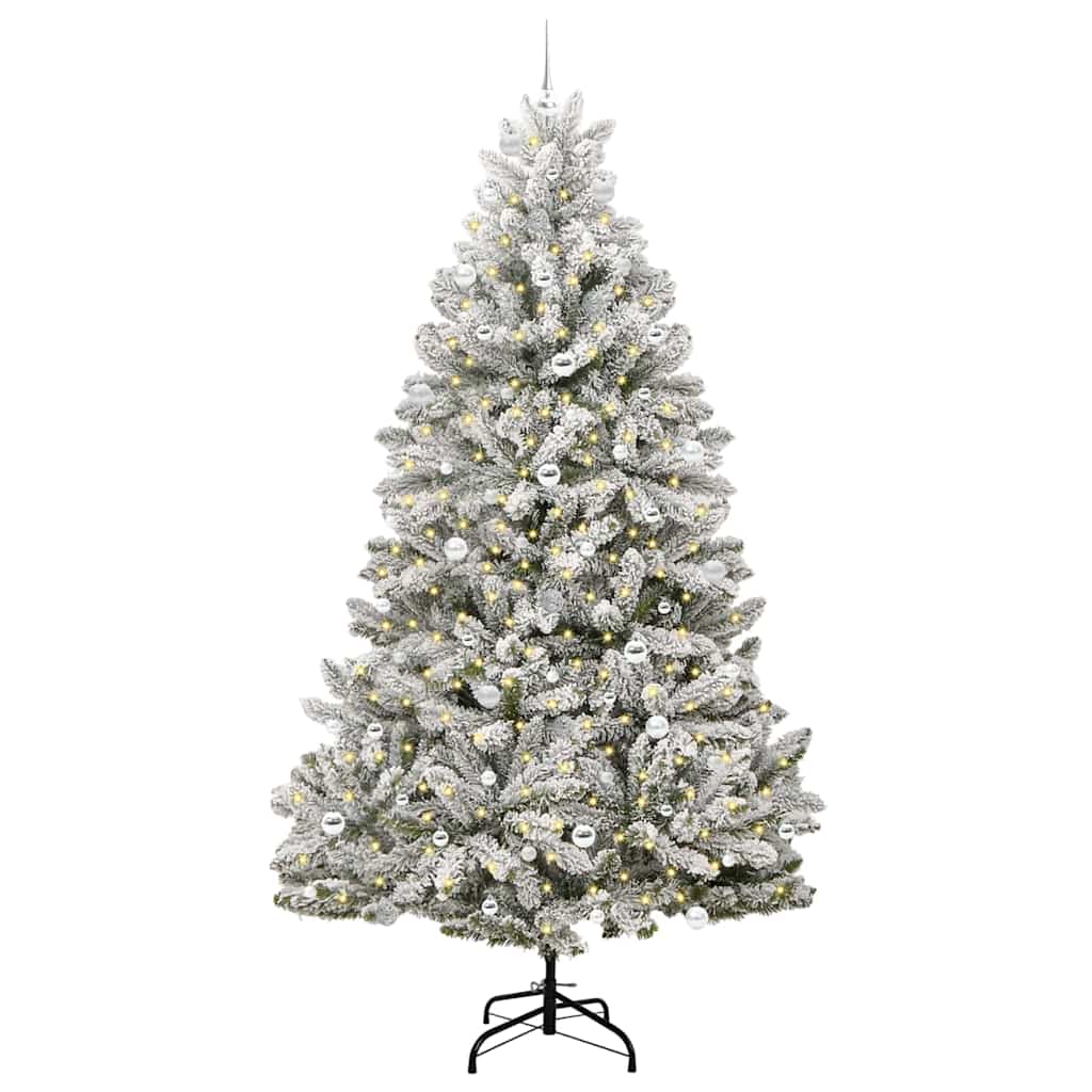 Künstlicher Weihnachtsbaum Grün und Weiß 240 cm PVC und Metall