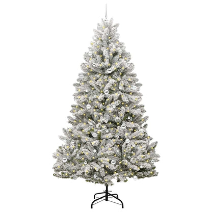 Künstlicher Weihnachtsbaum Grün und Weiß 240 cm PVC und Metall
