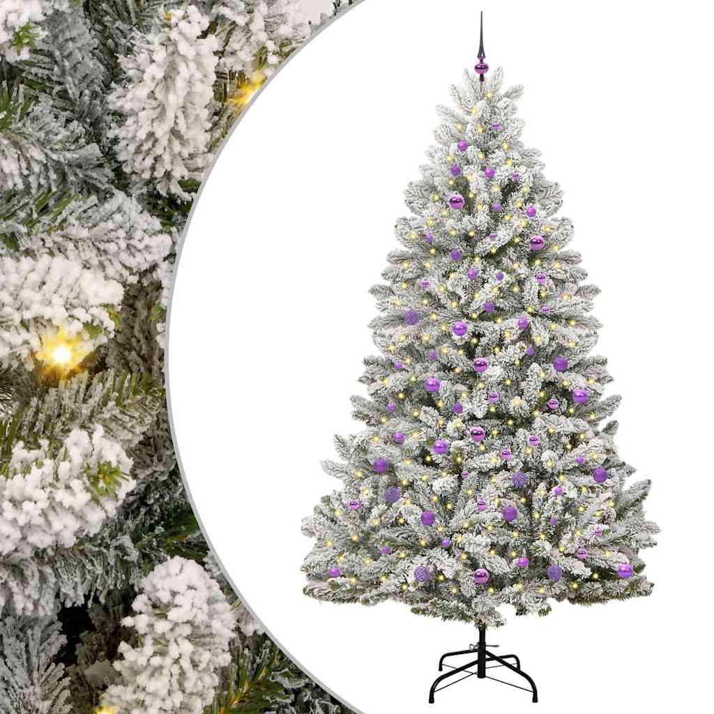 Künstlicher Weihnachtsbaum Grün und Weiß 240 cm PVC und Metall
