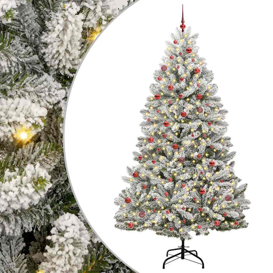 Künstlicher Weihnachtsbaum Grün und Weiß 270 cm PVC und Metall