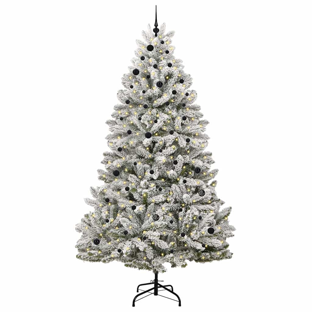 Künstlicher Weihnachtsbaum Grün und Weiß 270 cm PVC und Metall