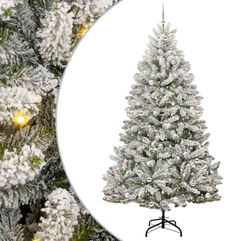 Künstlicher Weihnachtsbaum Grün und Weiß 270 cm PVC und Metall