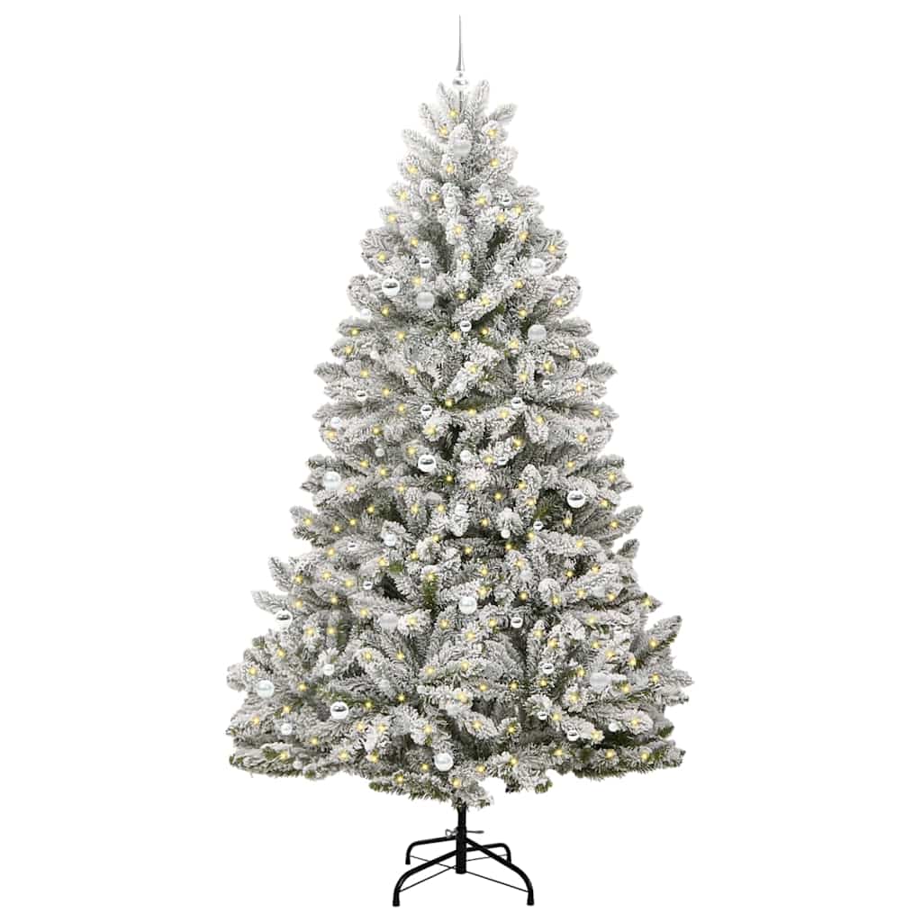 Künstlicher Weihnachtsbaum Grün und Weiß 270 cm PVC und Metall