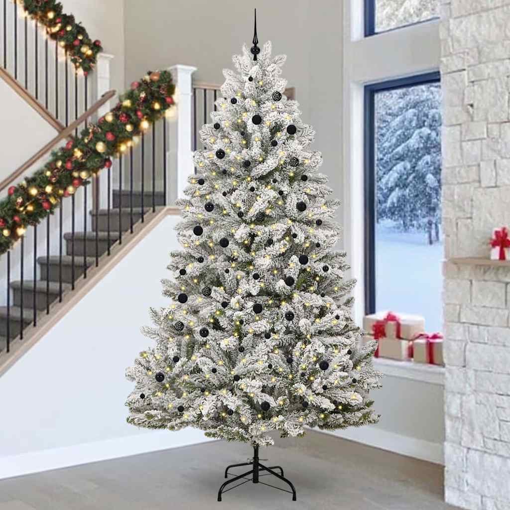 Künstlicher Weihnachtsbaum Grün und Weiß 300 cm PVC und Metall