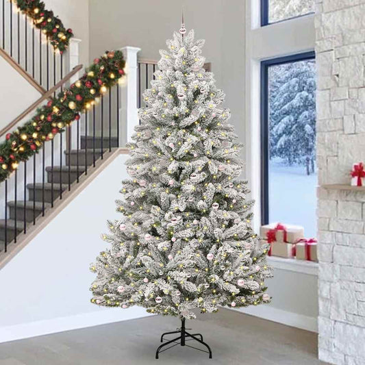 Künstlicher Weihnachtsbaum Grün und Weiß 300 cm PVC und Metall
