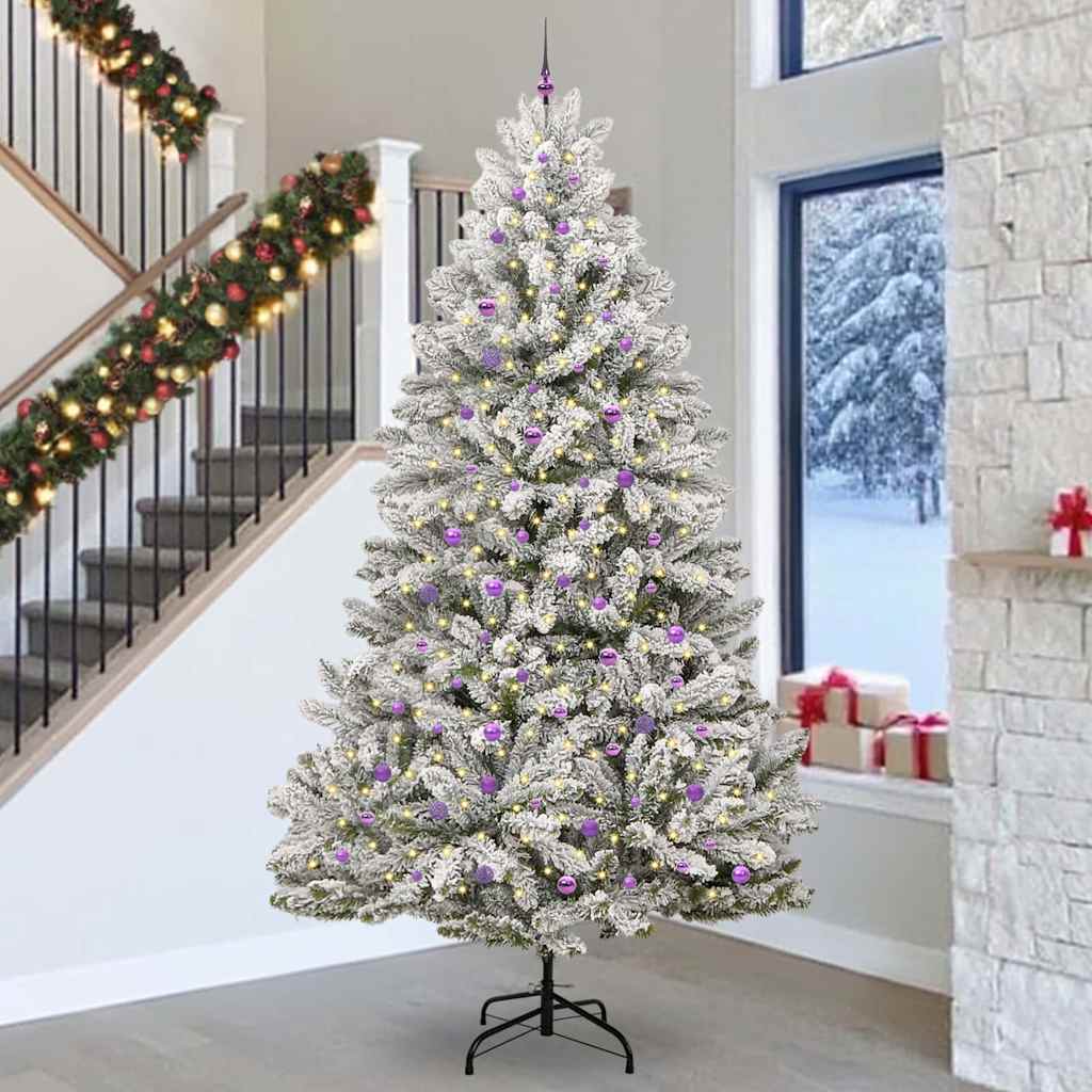 Künstlicher Weihnachtsbaum Grün und Weiß 300 cm PVC und Metall