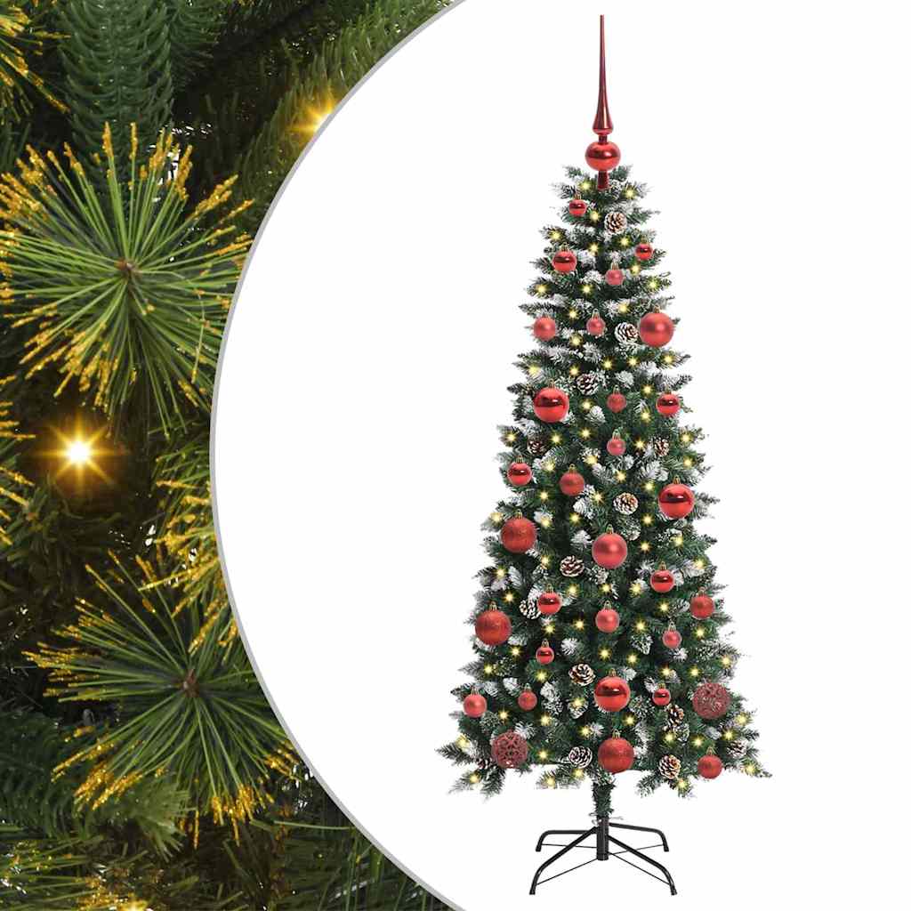 Albero di Natale artificiale con 150 LED, verde, 66 x 66 x 150 cm