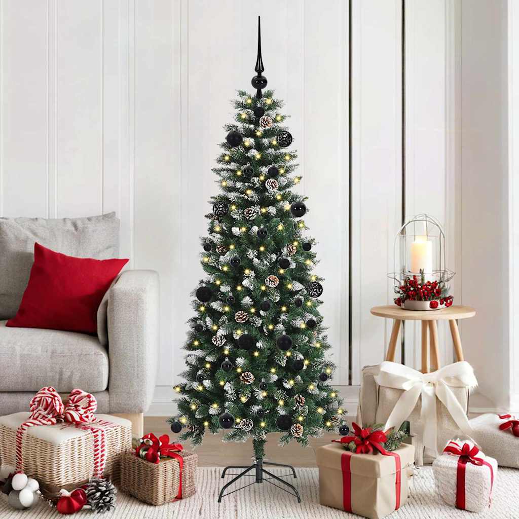 Albero di Natale artificiale con 150 LED, verde, 66 x 66 x 150 cm
