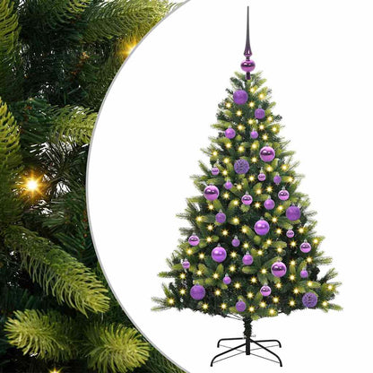Künstlicher geflammter Weihnachtsbaum 150 LEDs Grün 120 cm