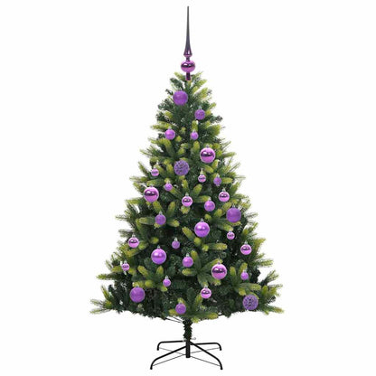 Künstlicher geflammter Weihnachtsbaum 150 LEDs Grün 120 cm