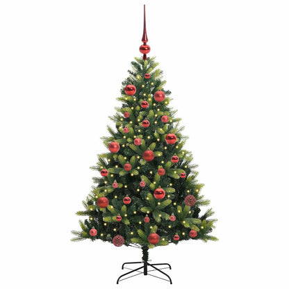 Künstlicher geflammter Weihnachtsbaum 150 LEDs Grün 150 cm