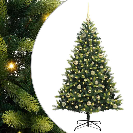 Künstlicher geflammter Weihnachtsbaum 150 LEDs Grün 150 cm