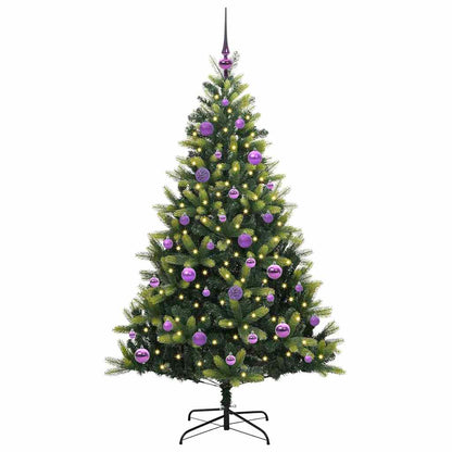 Künstlicher geflammter Weihnachtsbaum 150 LEDs Grün 150 cm