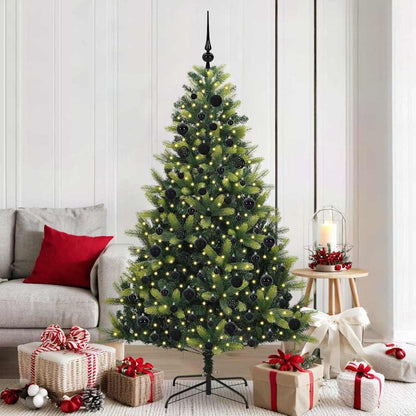 Albero di Natale artificiale pieghevole con 300 LED, verde, 180 cm