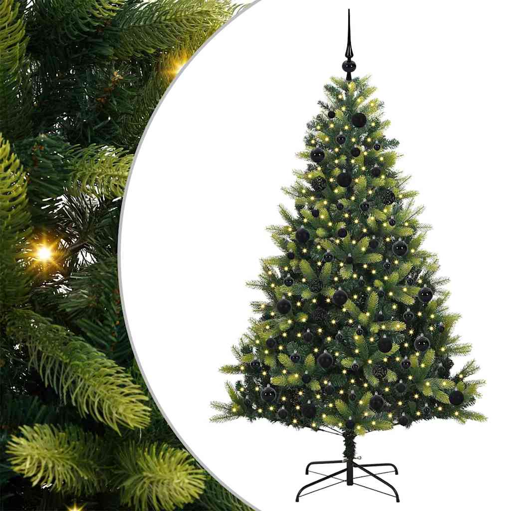 Albero di Natale artificiale pieghevole con 300 LED, verde, 180 cm