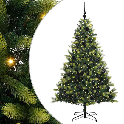 Albero di Natale artificiale pieghevole con 300 LED, verde, 180 cm