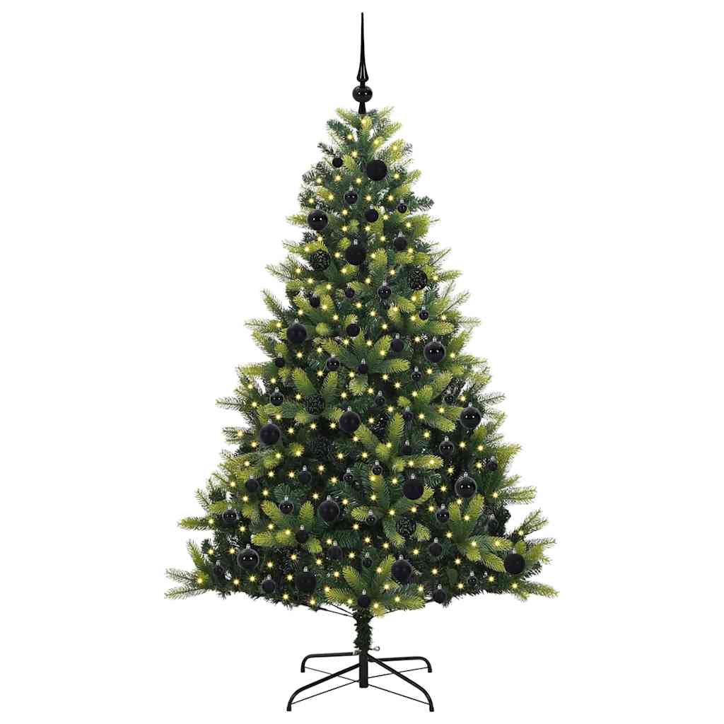 Albero di Natale artificiale pieghevole con 300 LED, verde, 180 cm