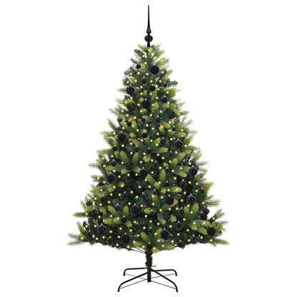Albero di Natale artificiale pieghevole con 300 LED, verde, 180 cm
