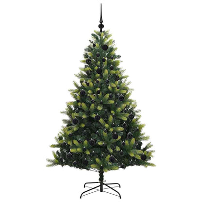 Albero di Natale artificiale pieghevole con 300 LED, verde, 180 cm