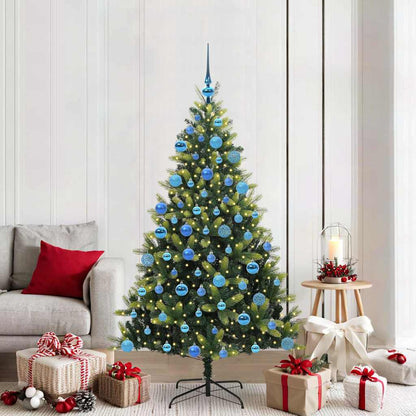 Albero di Natale artificiale pieghevole con 300 LED, verde, 180 cm