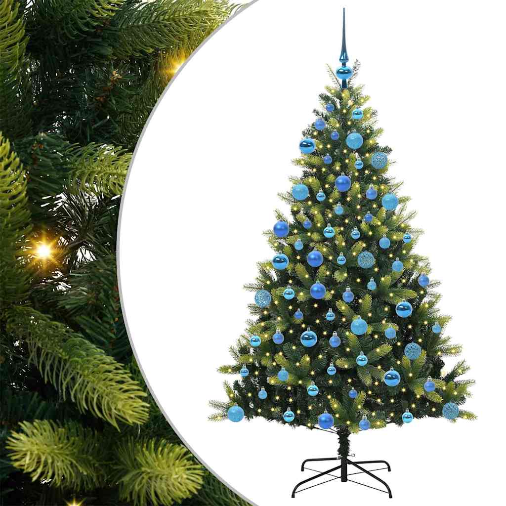 Albero di Natale artificiale pieghevole con 300 LED, verde, 180 cm