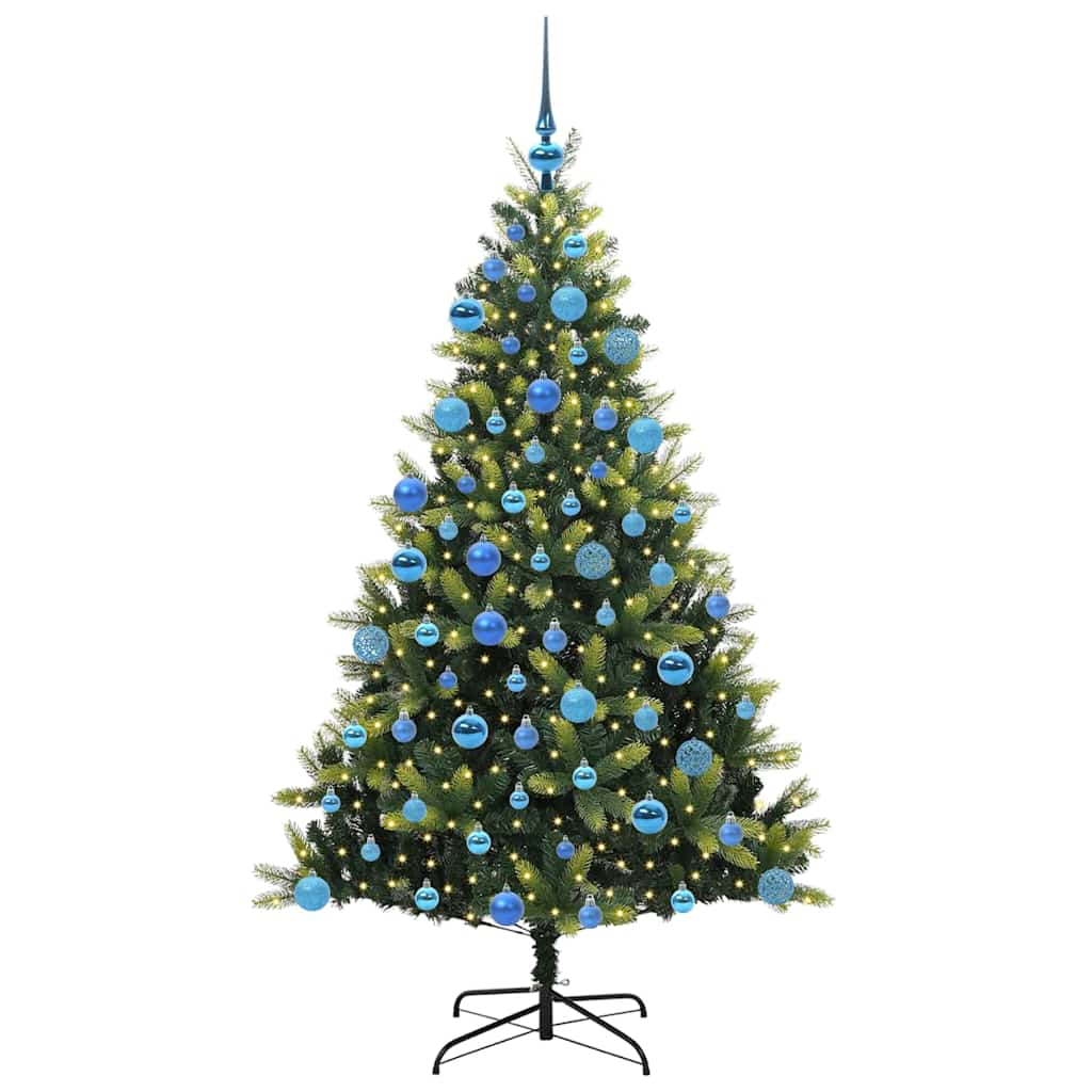 Albero di Natale artificiale pieghevole con 300 LED, verde, 180 cm