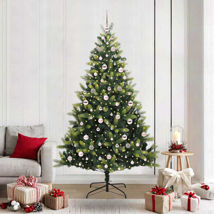Albero di Natale artificiale pieghevole con 300 LED, verde, 210 cm