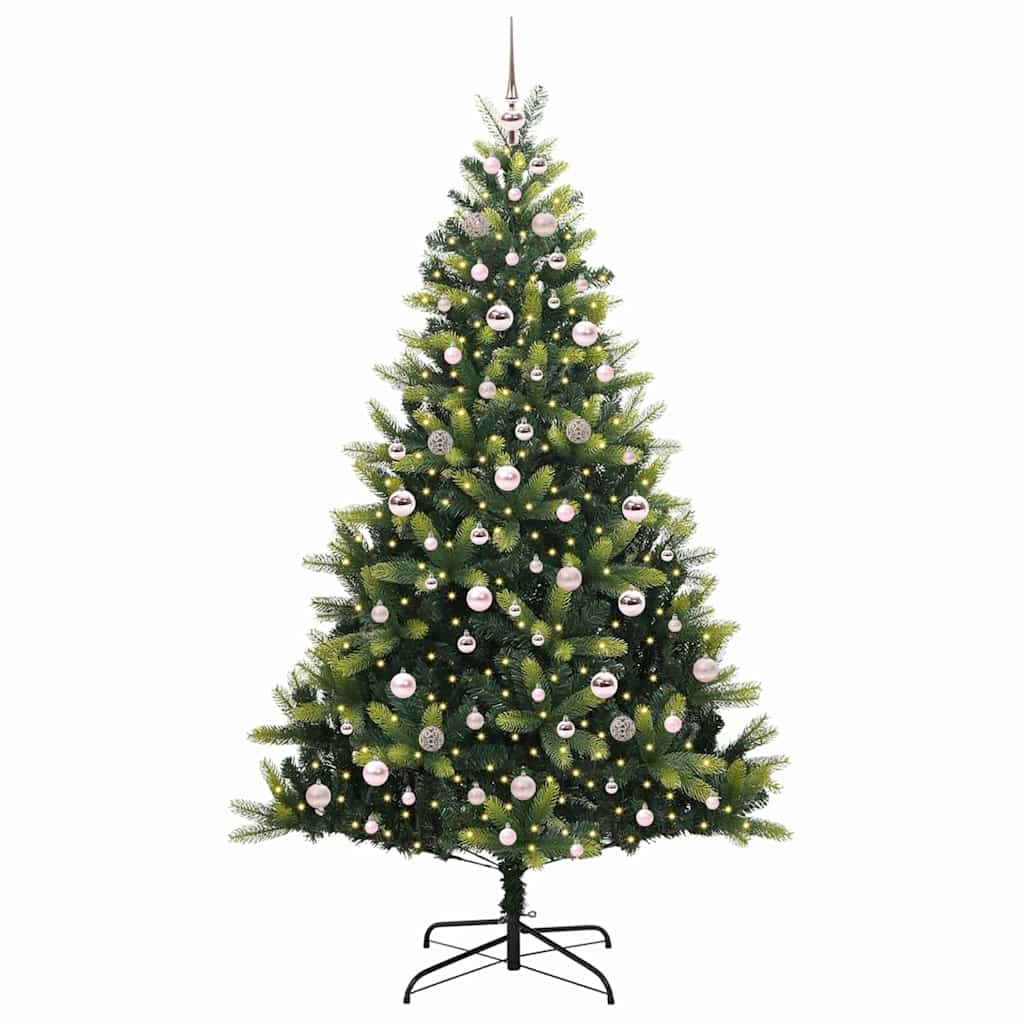 Albero di Natale artificiale pieghevole con 300 LED, verde, 210 cm