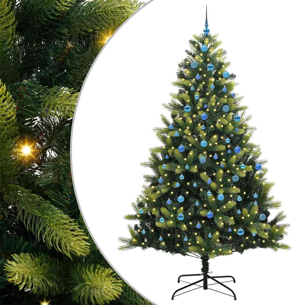 Albero di Natale artificiale pieghevole con 300 LED, verde, 240 cm