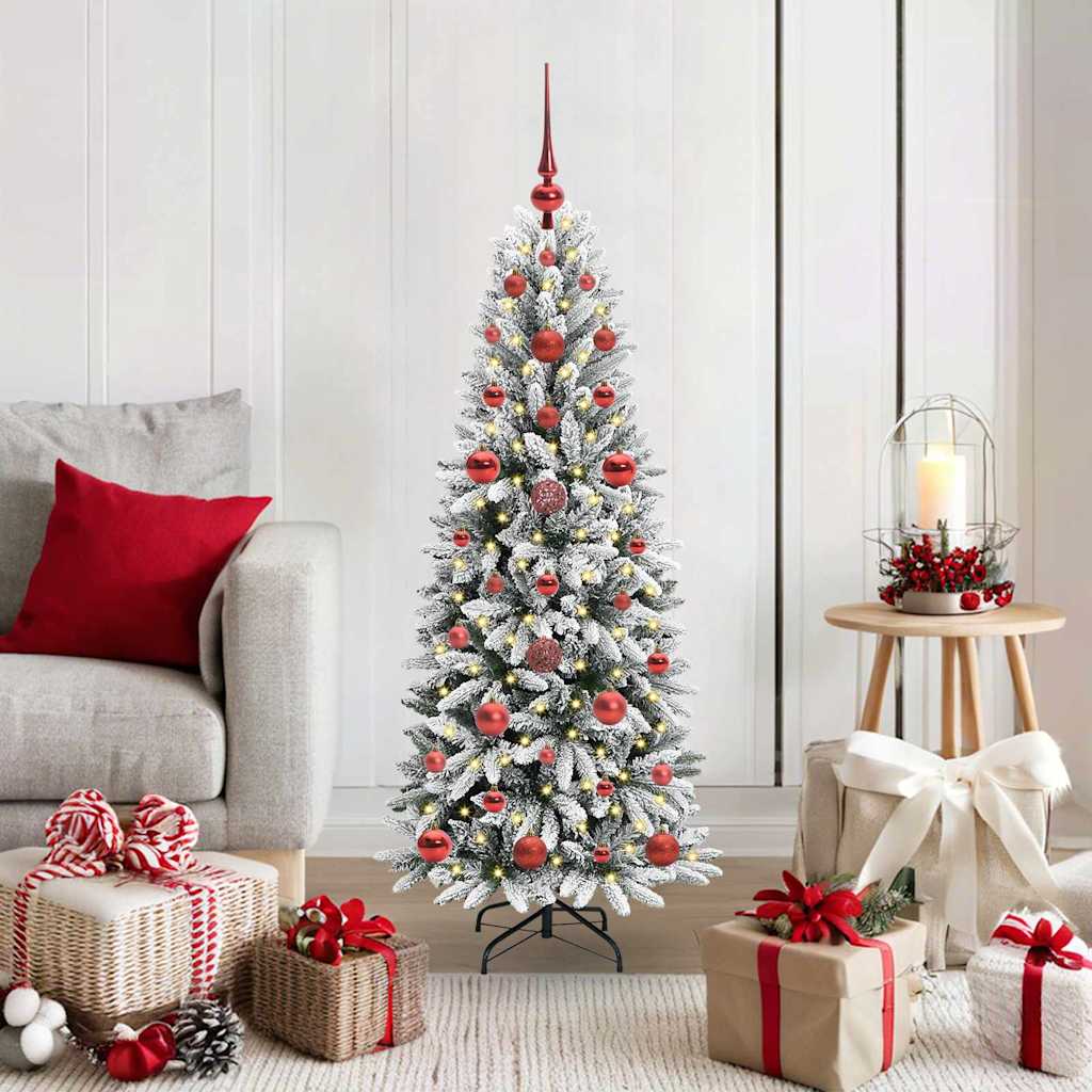 Albero di Natale artificiale con 150 LED, bianco, 53 x 53 x 120 cm