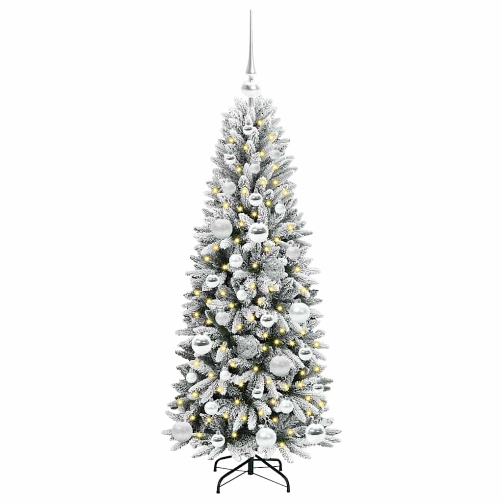 Künstlicher Weihnachtsbaum mit 150 LEDs mit Ständer Weiß 120 cm