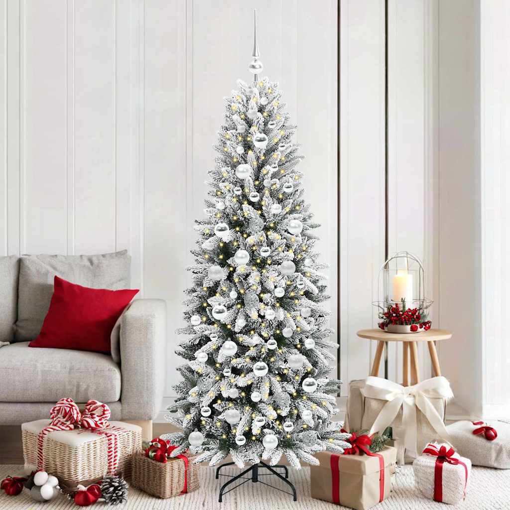 Albero di Natale artificiale con 300 LED, bianco, 73 x 73 x 180 cm