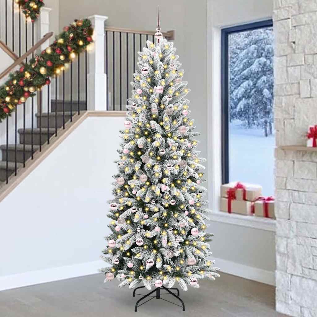 Albero di Natale artificiale con 300 LED, bianco, 93 x 93 x 240 cm