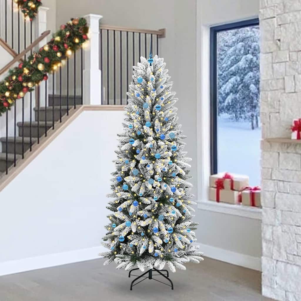 Albero di Natale artificiale con 300 LED, bianco, 93 x 93 x 240 cm