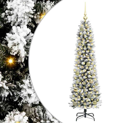 Albero di Natale artificiale con 150 LED verdi e bianchi, 150 cm