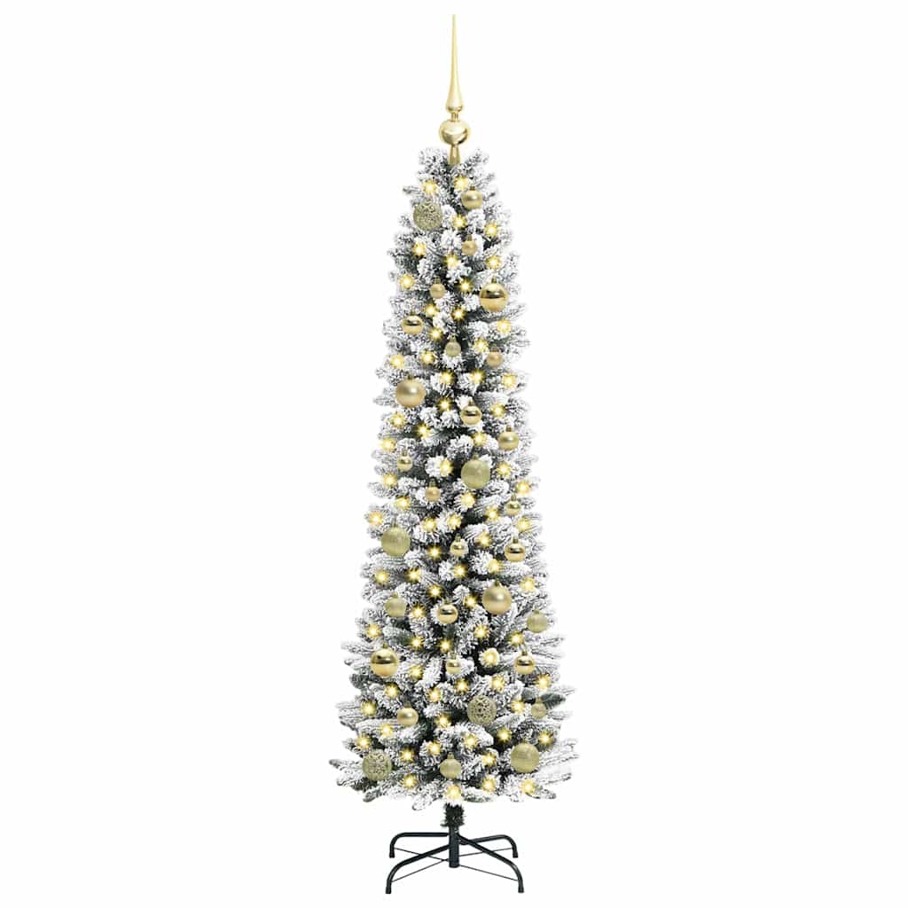 Albero di Natale artificiale con 150 LED verdi e bianchi, 150 cm
