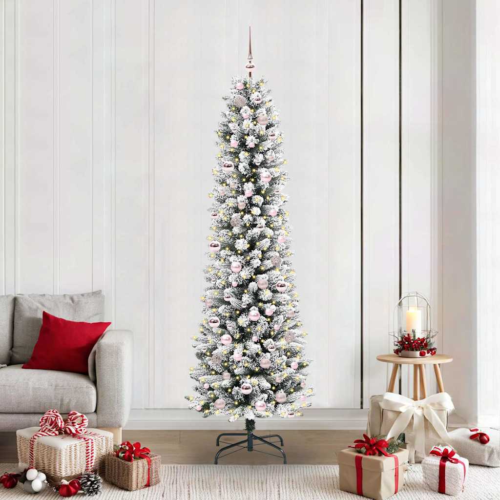 Albero di Natale artificiale con 300 LED, verde e bianco, 210 cm