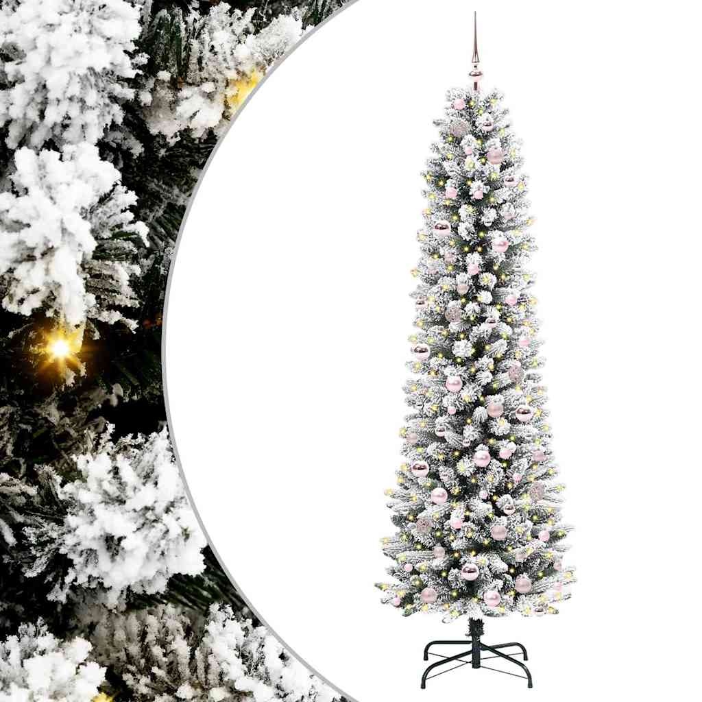 Albero di Natale artificiale con 300 LED, verde e bianco, 210 cm