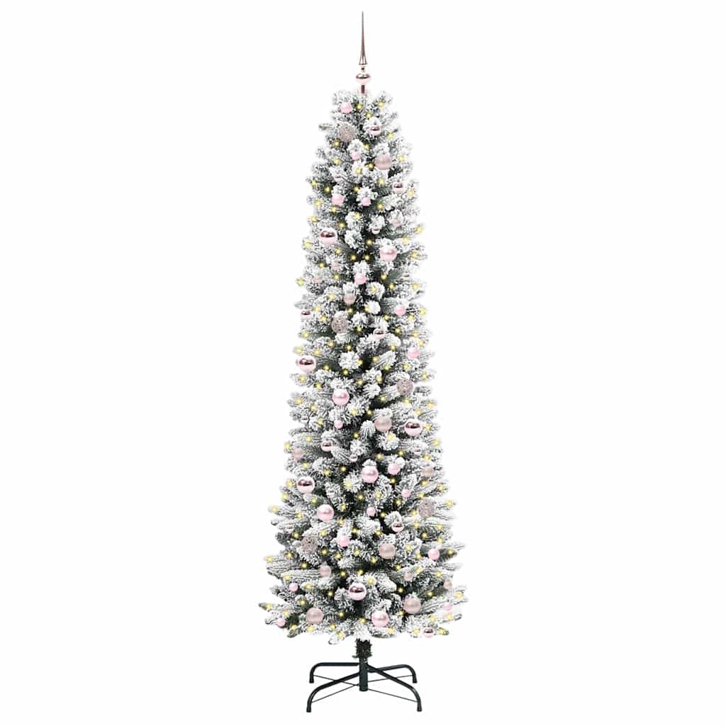 Albero di Natale artificiale con 300 LED, verde e bianco, 210 cm